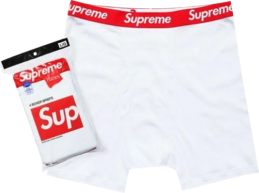 Supreme Hanes Boxer Briefs (4 Pack) White